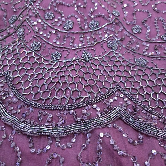 Vintage 90's Purple Beaded Short Sleeve Dress With Shoulder Pads Womens Size 2X - Picture 14 of 16